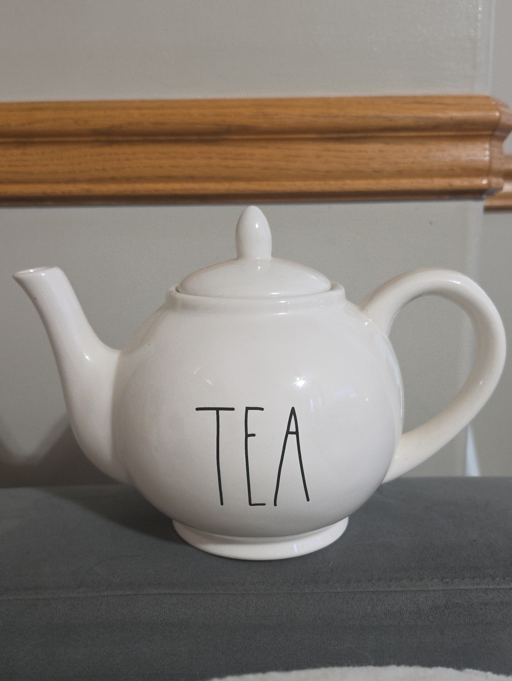 Rae Dunn Cream Teapot with 'TEA' Lettering